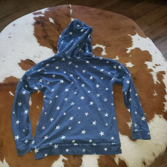 Womens sweatshirt hoodie navy and white stars - Picture 2 of 7